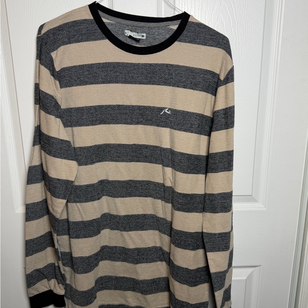 Rusty Black and Tan Striped Long Sleeve Tee Size XXL